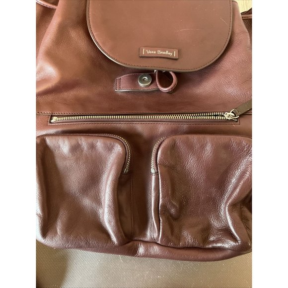 Vera Bradley Women\'s Leather Gallatin Cargo Backpack Burgundy Wine NICE! main image 5